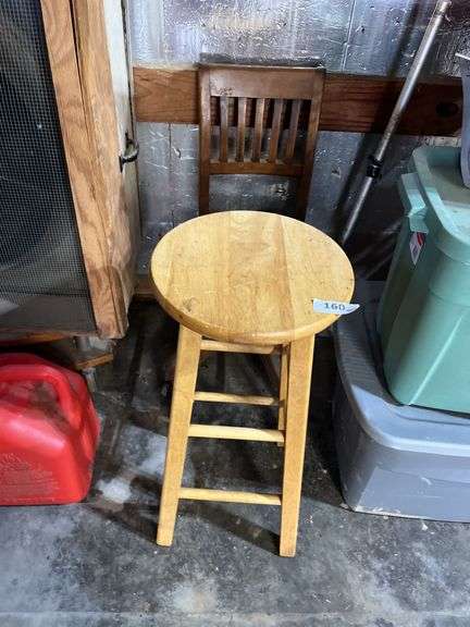 Vintage wood office chair, stool