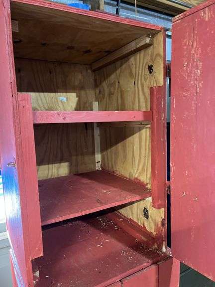 2 wood storage cabinets