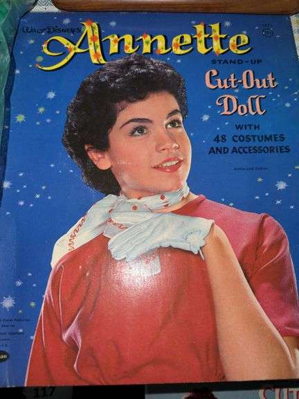 Disney tin box, Pocahontas pillow case, vintage cut out dolls, Home Improvement cast signed picture, easter grass