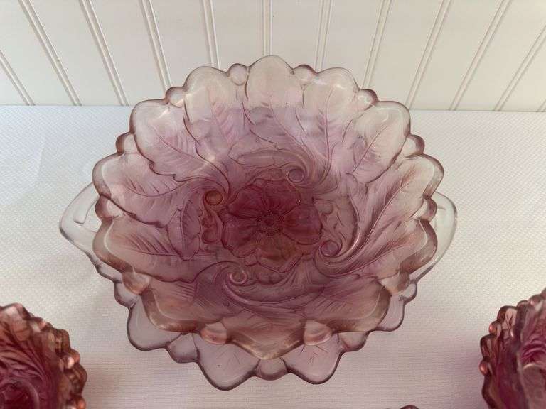 vintage glass berry bowl set