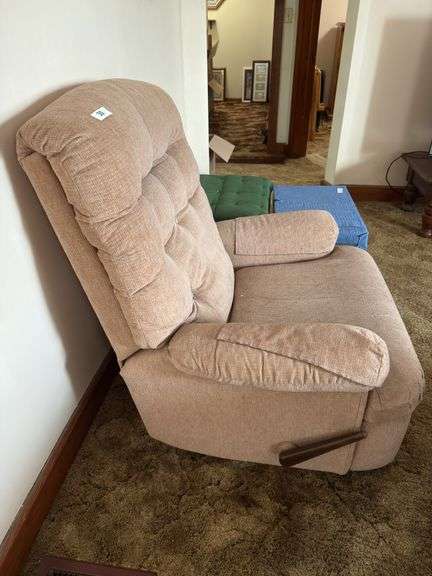 Tab upholstered recliner, some stains