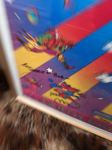 Signed Peter Max Earth Day framed poster 27” x 39”