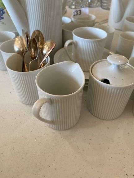 Demitasse pitcher, cups and saucers, sugar, creamer, Arzberg