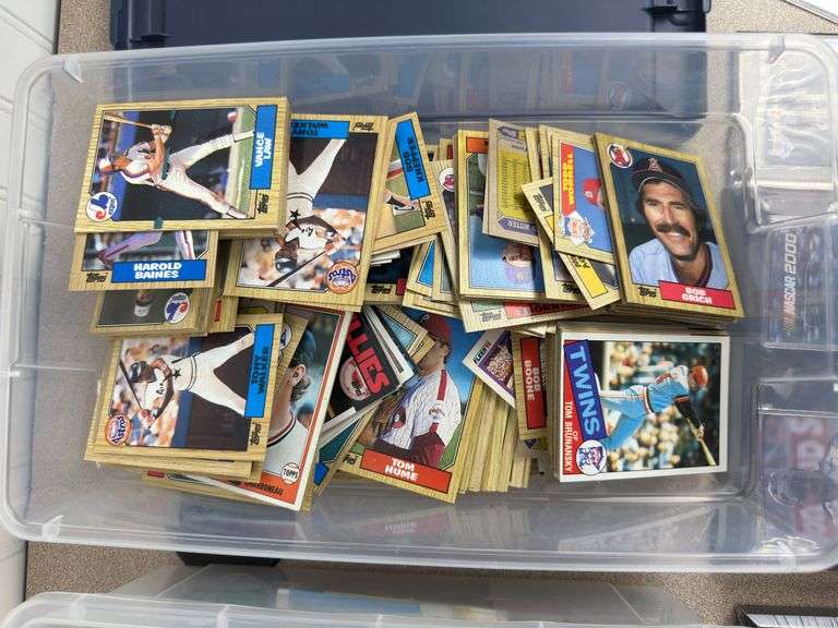 2 tubs of misc baseball, Nascar, basketball collector cards