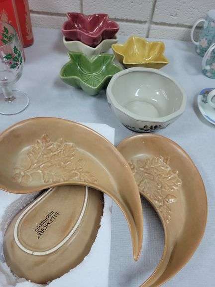 Cafco International Biltmore Inspirations Oak Motif Serving Bowls, AAA Imports Pottery Bowl, Fall Leaves Side Bowl image