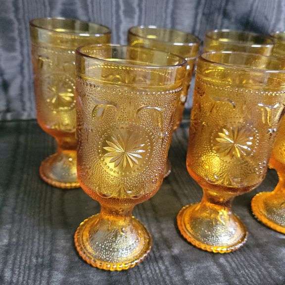 Vintage Brockway Amberglass Footed Goblets