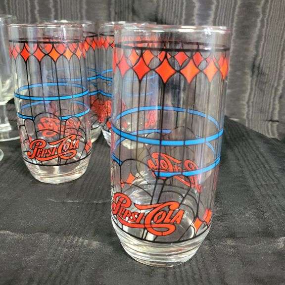 Vintage Pepsi Glassware, Clear Glass Wine Glasses