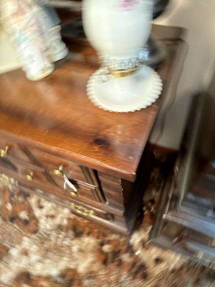 Clock, figurines, Boyd's Bear, covered jar, misc