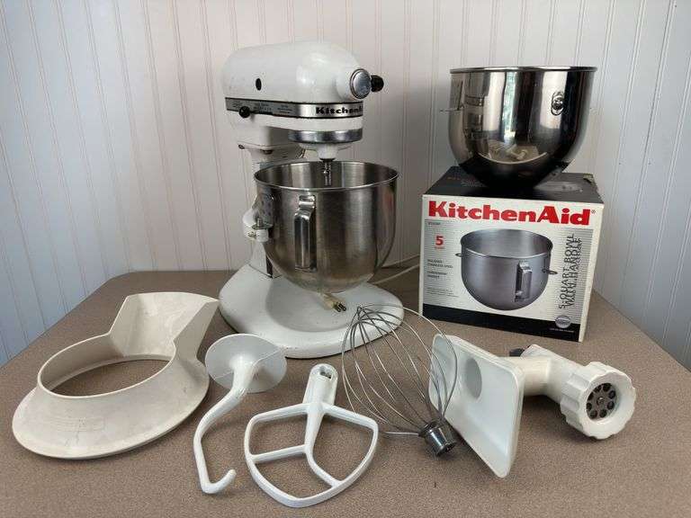 KitchenAid stand mixer with attachments