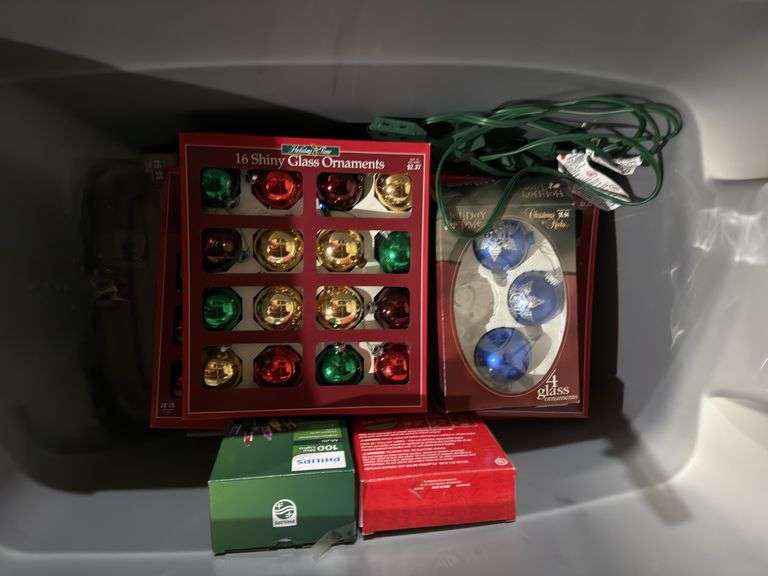 2 tubs of Christmas items