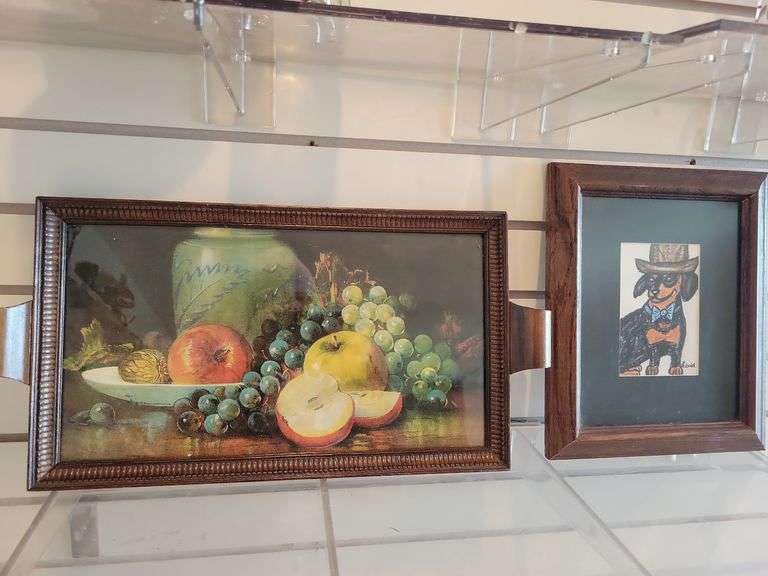 Fruit Litho Glass Insert Tray, Framed Daschund (Crayon) image