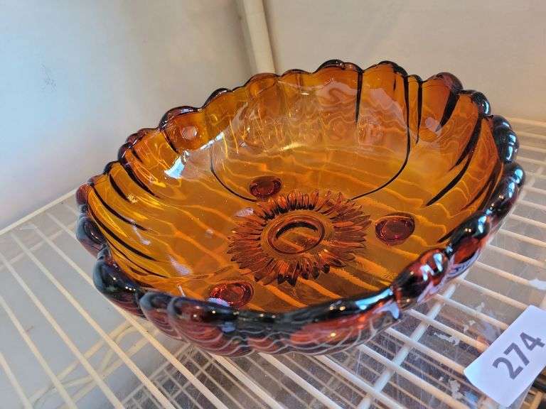 Vintage Footed Amber Bowl image