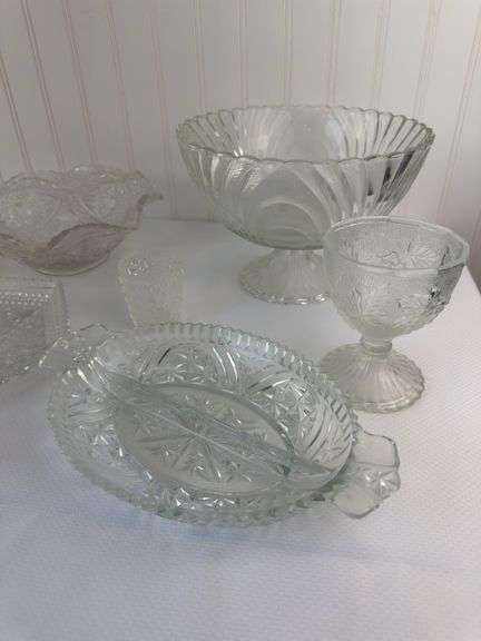 Vintage Pressed Glass Dishware Collection – Assorted Bowls, Platters & Candy Dishes