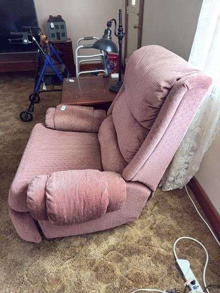 Mauve upholstered recliner