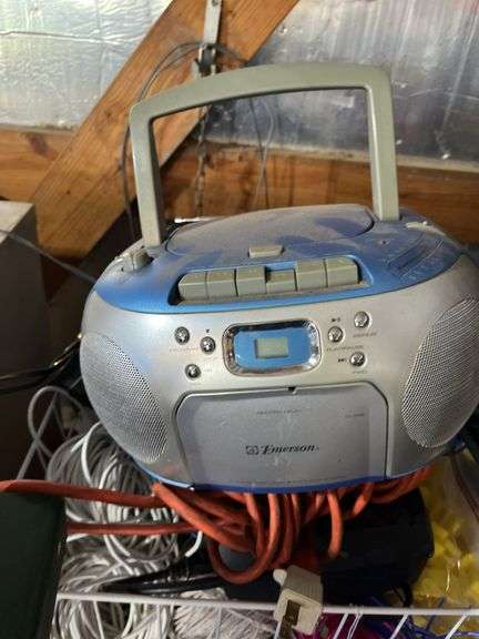 Emerson CD player, ext cords, insulators, string