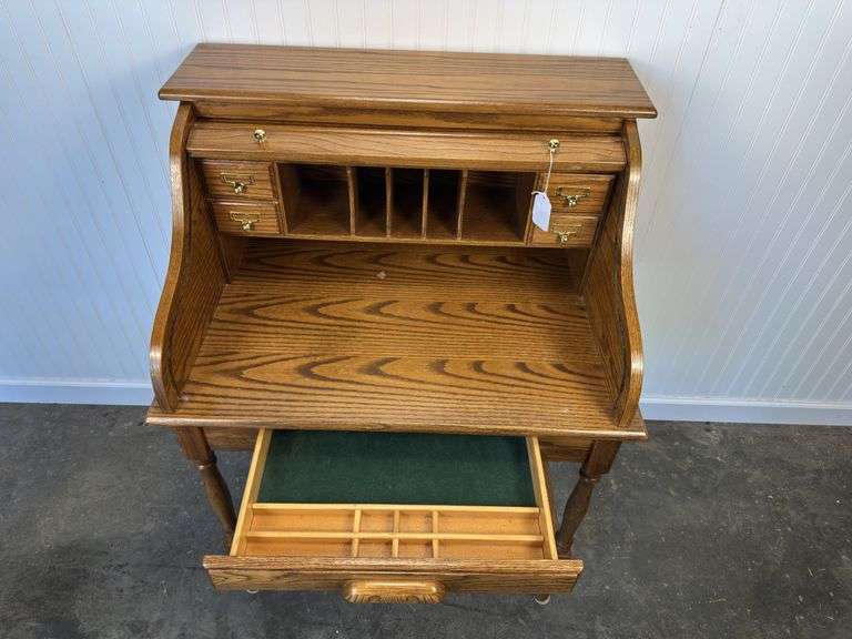 Oak roll-top desk
