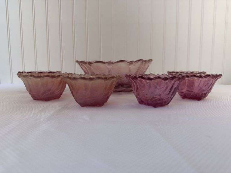 vintage glass berry bowl set