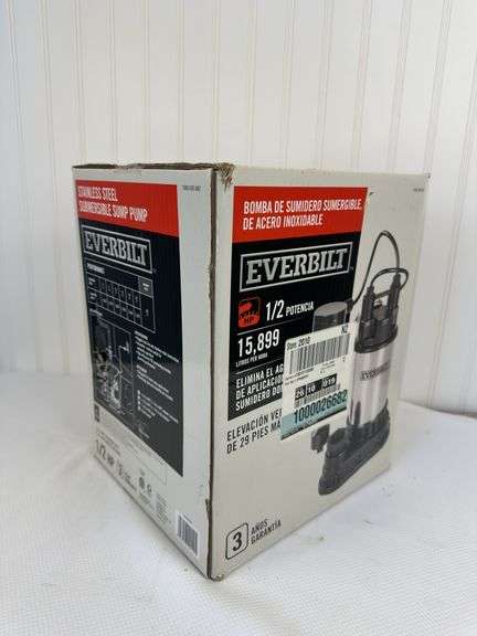 Everbilt 1/2 HP stainless steel submersible sump pump - New
