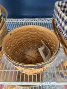 Longaberger round basket, basket w/ handles & pedestal