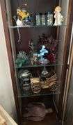 Marbles, figurines, wood turtle, copper vehicle, lighted Star Trek glitter globe