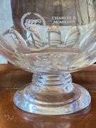 Clear pressed glass pedestal fruit bowl, cups, trophy bowl