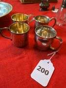 Randall Sterling Silver 9” bowl, 4 sterling silver cups