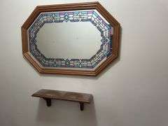 Mirror 21” x 31”, small wall shelf 18” wide x 5” deep