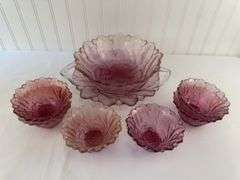 vintage glass berry bowl set