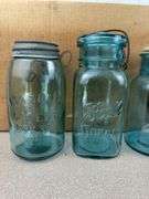 Approximately 20 vintage Ball Mason Jars all Blue