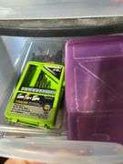 Storage containers w/ hardware , bits, trimmer & misc