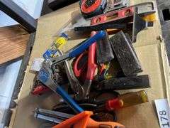 Pliers, adjustable wrenches. Tape measurers, stone, misc