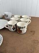 Vintage Souvenir Porcelain Lot – Heraklion Museum Plates, Giubileo 2000 Tray, Mini Pitchers, and Espresso Cups one broken handle