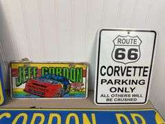 4 metal collector signs - nascar jeff gordon, corvette