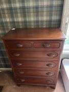 Antique walnut 5 drawer chest w/ fruit pulls