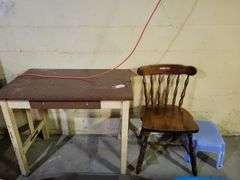 Table, Chair, Plastic Stool