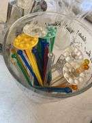 Bar wear, decanters, small ice bucket, picks, stirrers, corkscrews