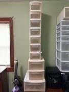 Large lot of plastic shelving