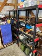 2 plastic storage shelves (excludes contents )