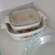 Corningware Casseroles, Glass Bakeware (some chips)