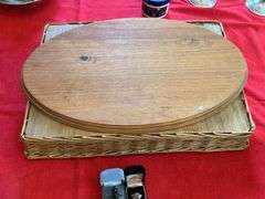 Marble lazy Susan, bread basket, wood oval board