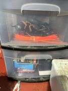 Storage containers w/ hardware , bits, trimmer & misc