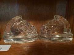Pair of glass & pair of composite bookend