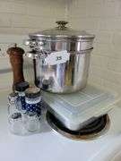 Double-Boiler, Salt/Pepper Shakers, Covered Cake Pan