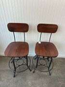 Pair of counter height bar stools - adjustable height swiveling