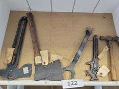 Antique Metal Farm Fence Tool, Hatchet, Wrenches, Paint Can Opener