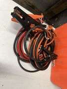 Jumper cables, extension cord on reel, cooler