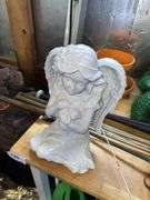 Concrete turtles, angel, yard decor, hummingbird feeder, hot dogs roasting sticks