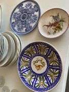 Ceramic ware, tureen, platter, plates and bowls, plate dated 10-16-1938