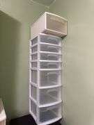 Large lot of plastic shelving
