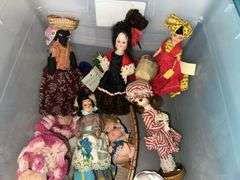 Large lot of vintage model horses, dolls on stands